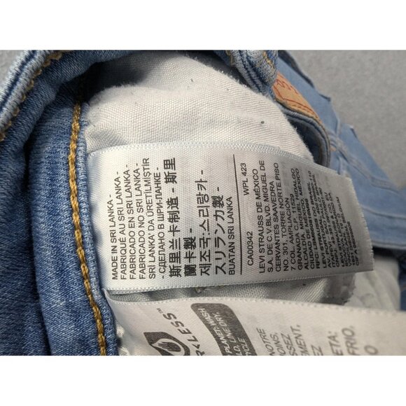 Levis 726 Flare Jeans Womens 34 34x32 Light Wash Distressed High Rise Stretch - Picture 14 of 16